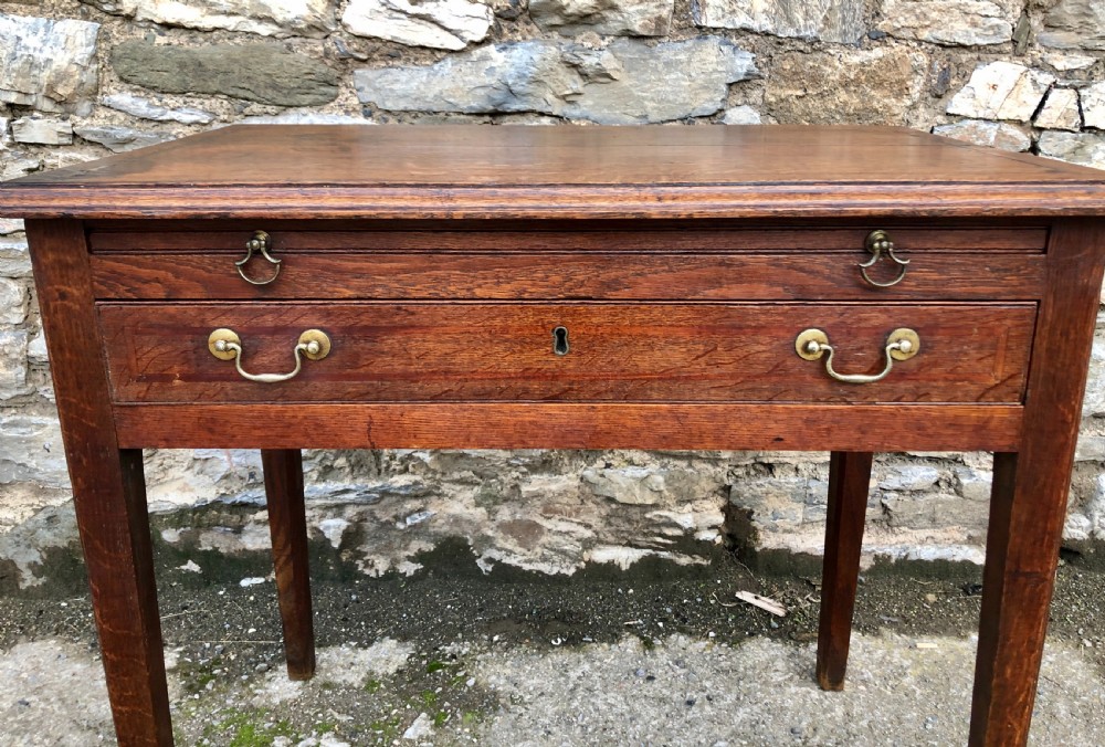 Georgian Oak Side Table with Drawer and Pull Out Slide  View VI
