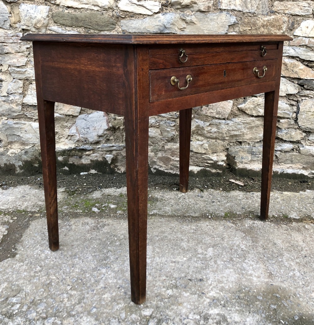 Georgian Oak Side Table with Drawer and Pull Out Slide  View IX