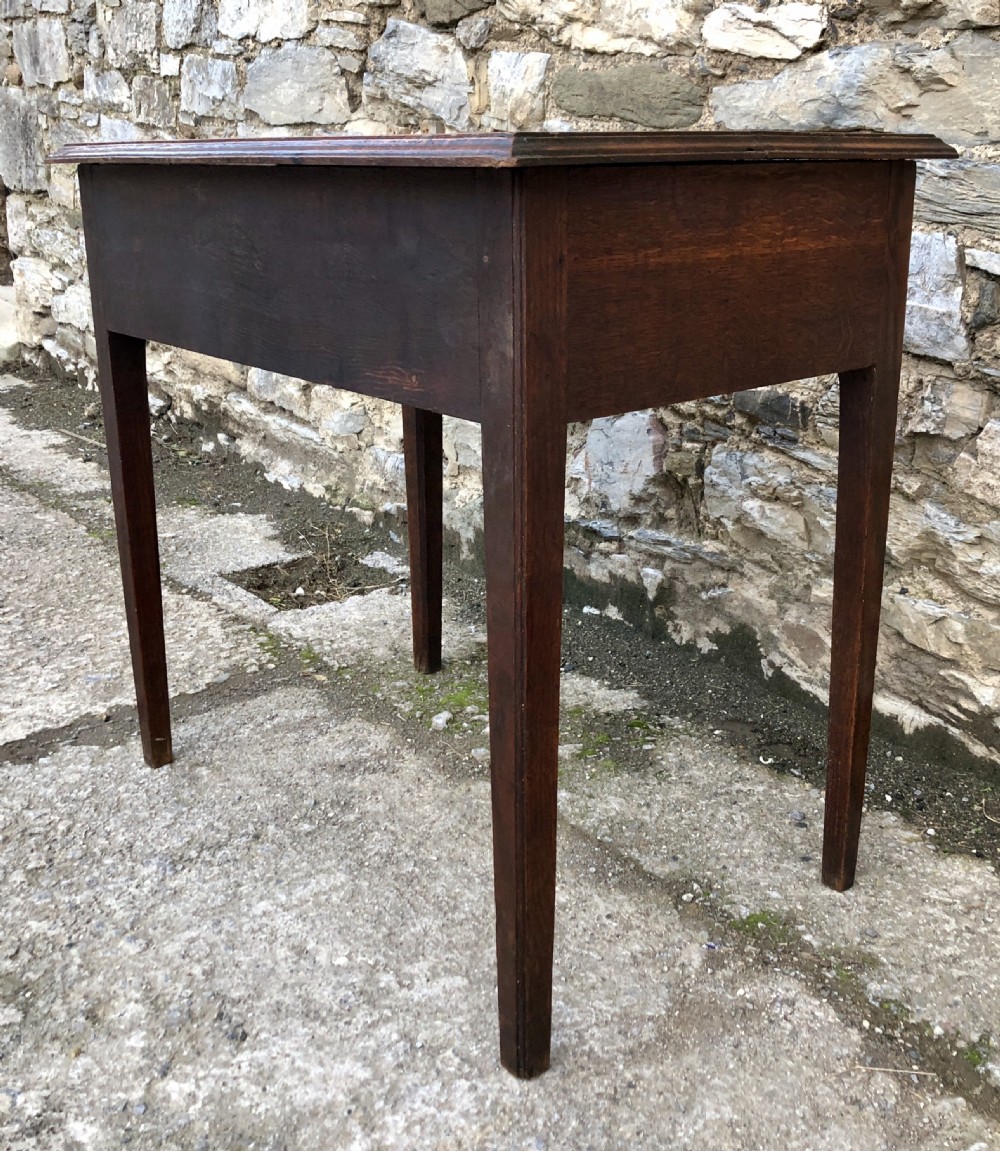 Georgian Oak Side Table with Drawer and Pull Out Slide  View X