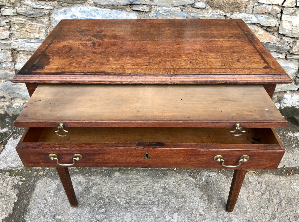Georgian Oak Side Table with Drawer and Pull Out Slide  View XIII