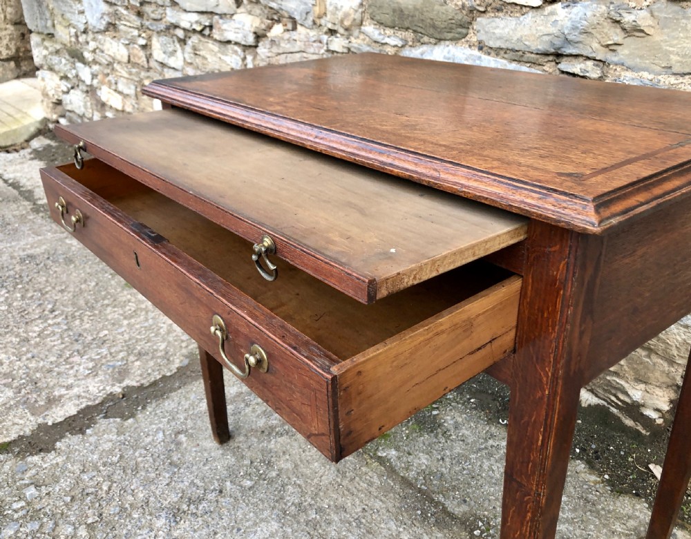 Georgian Oak Side Table with Drawer and Pull Out Slide  View XIV