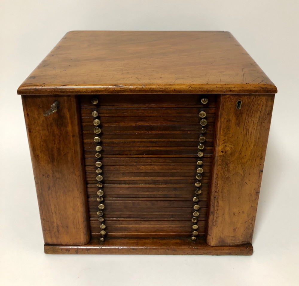 Antique Victorian Walnut Coin Collectors Cabinet View II