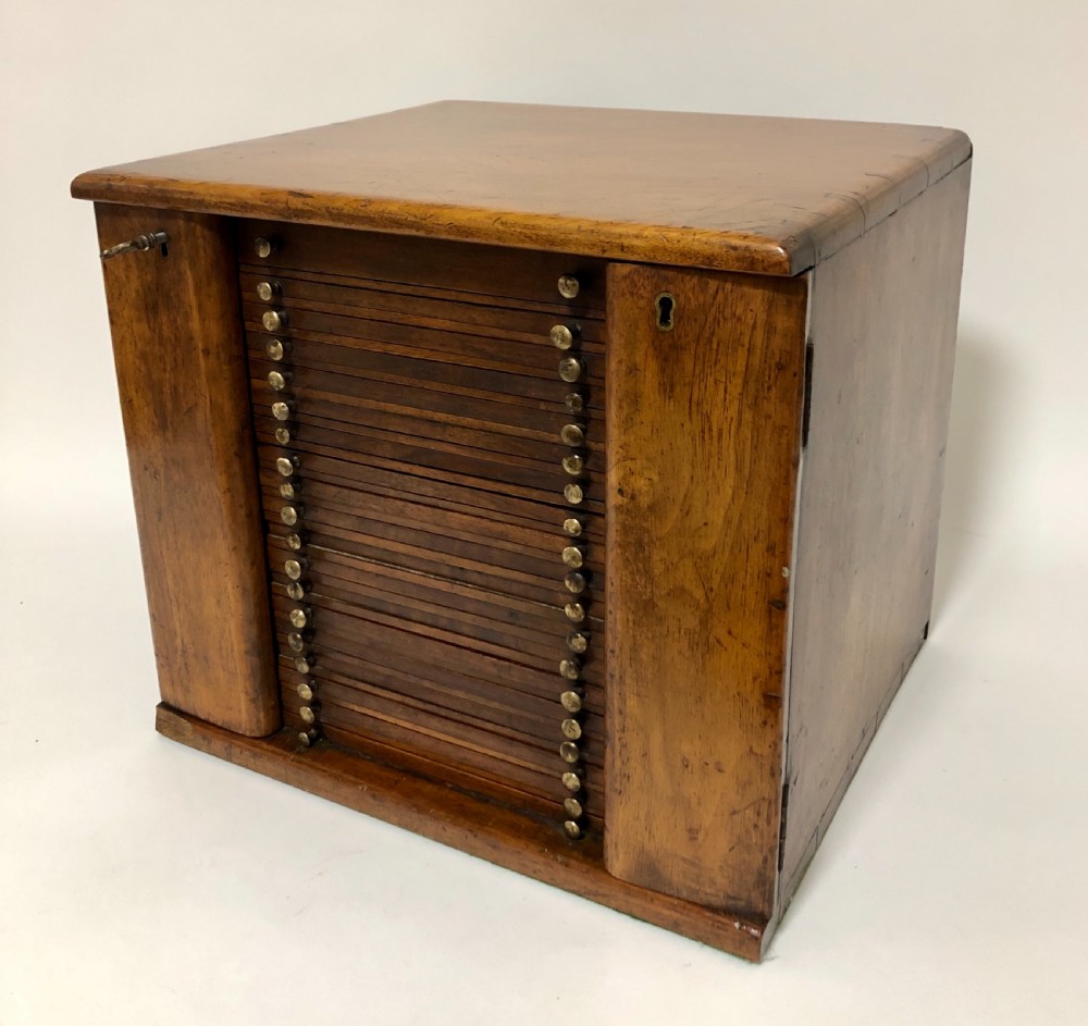 Antique Victorian Walnut Coin Collectors Cabinet View III