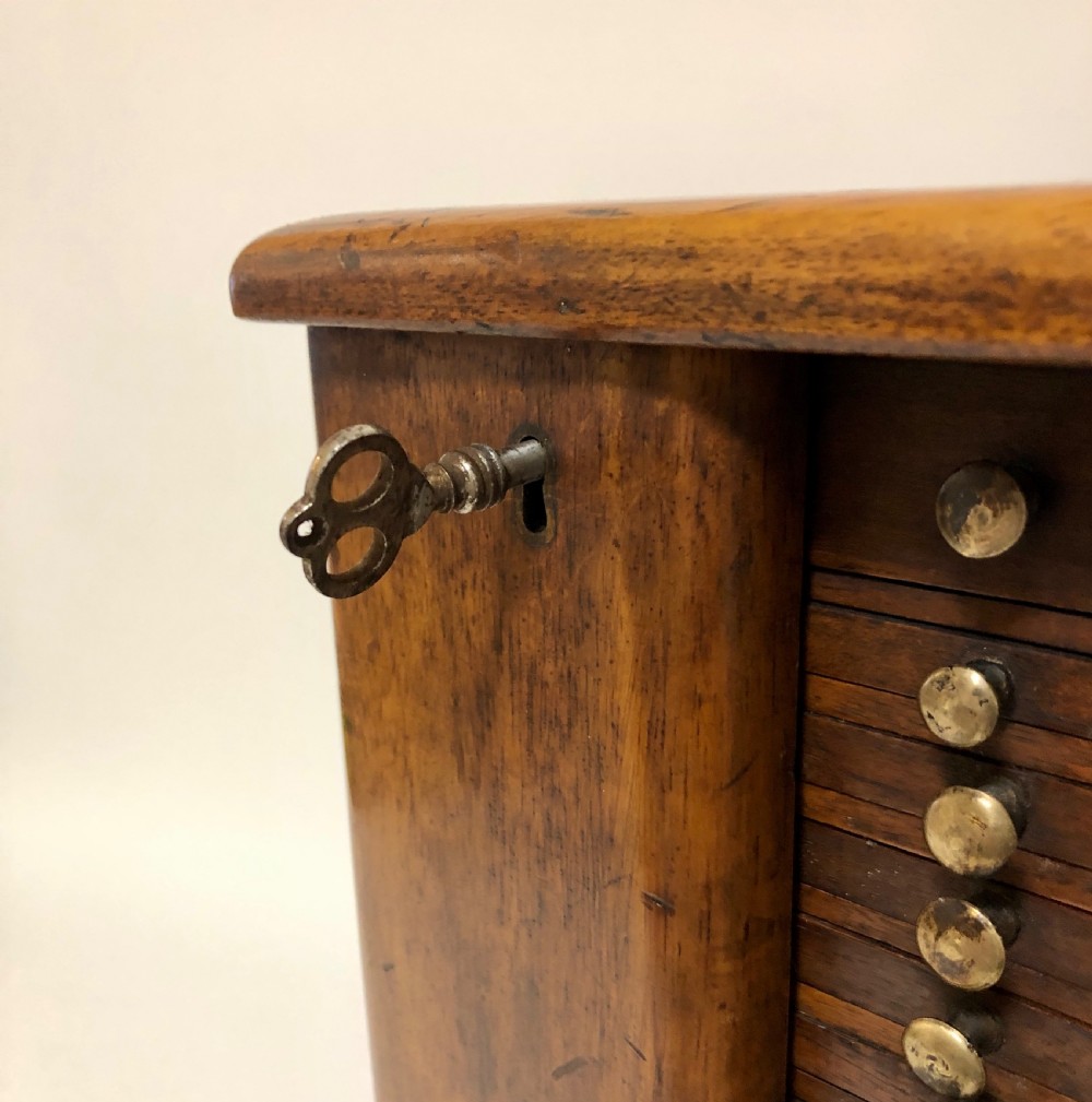Antique Victorian Walnut Coin Collectors Cabinet View IV