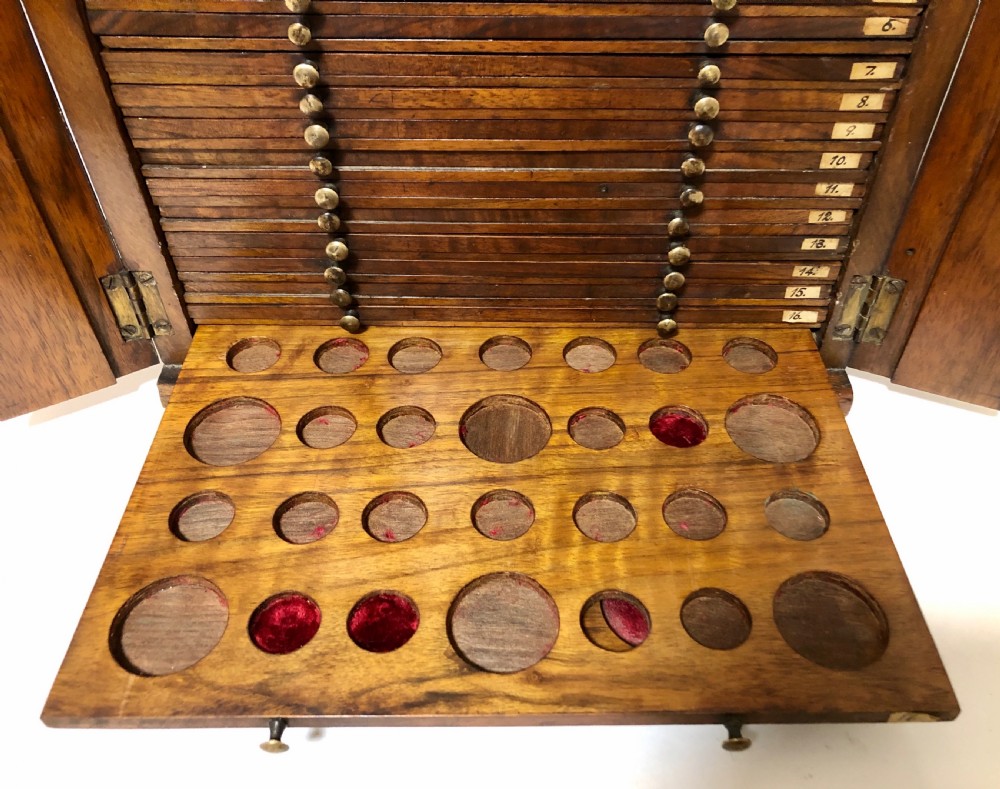 Antique Victorian Walnut Coin Collectors Cabinet View VIII
