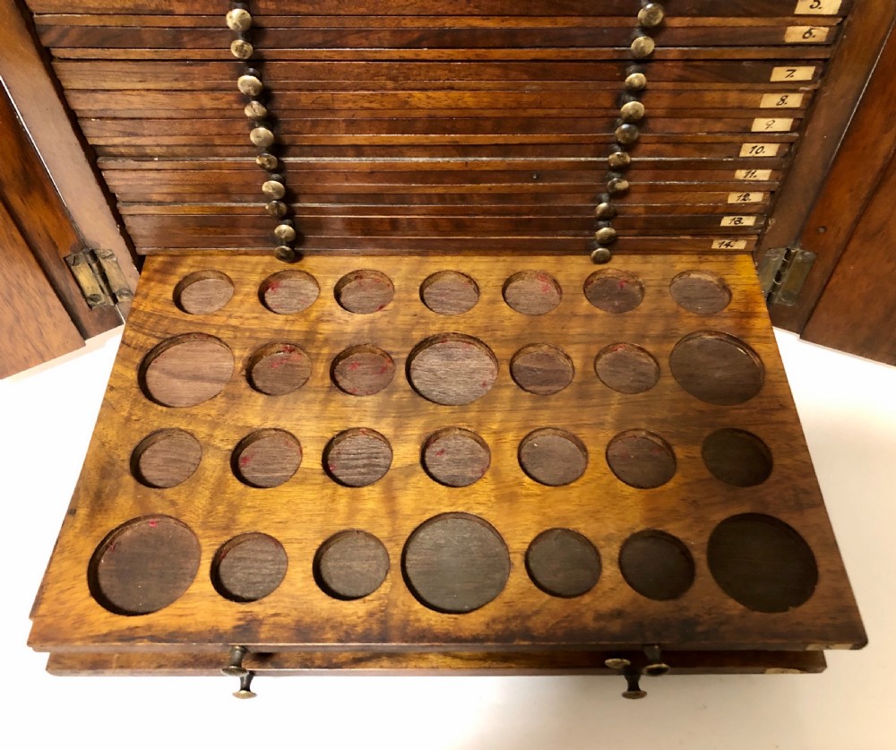 Antique Victorian Walnut Coin Collectors Cabinet View IX