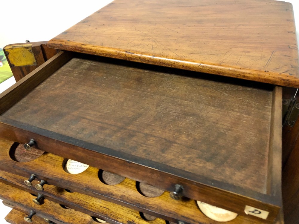 Antique Victorian Walnut Coin Collectors Cabinet View XV
