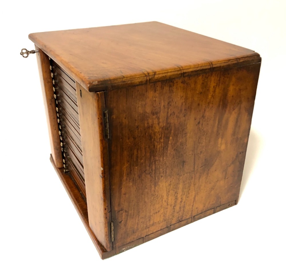 Antique Victorian Walnut Coin Collectors Cabinet View XXI