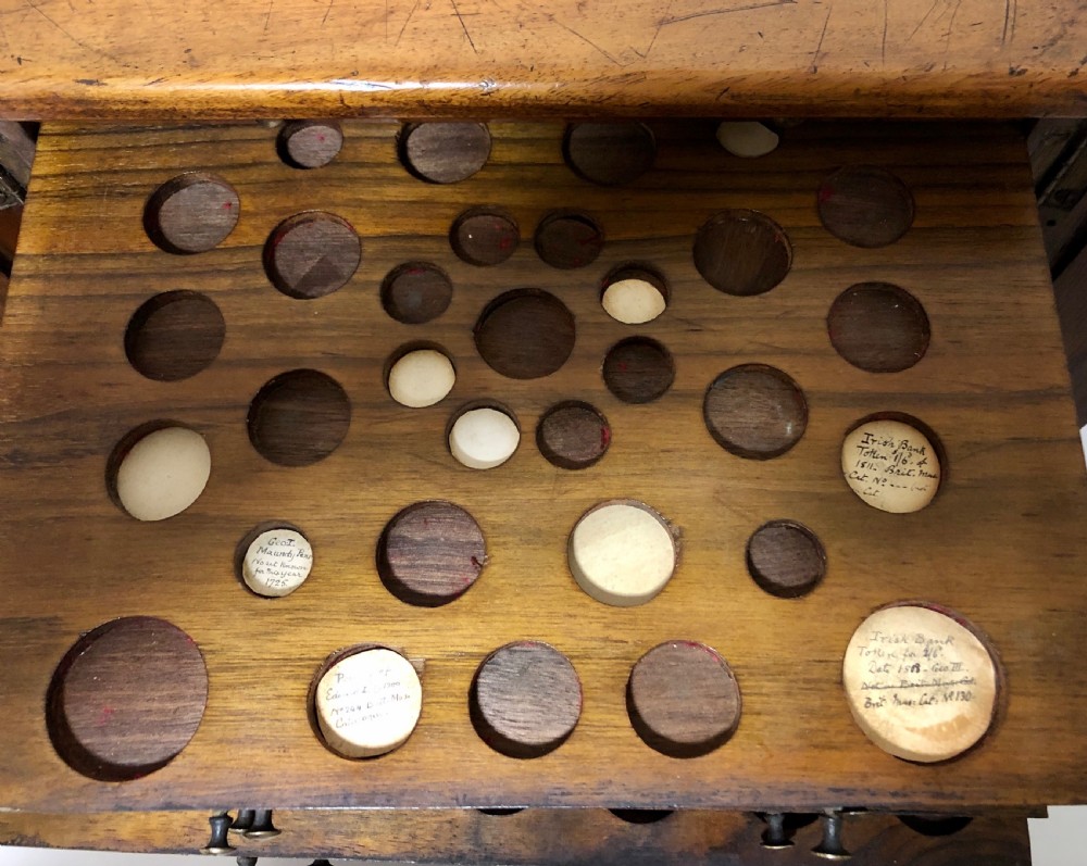 Antique Victorian Walnut Coin Collectors Cabinet View XXIII