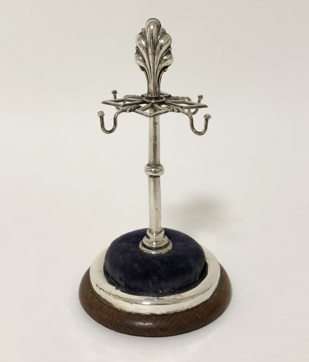 Antique Solid Silver Hat Pin Cushion Stand