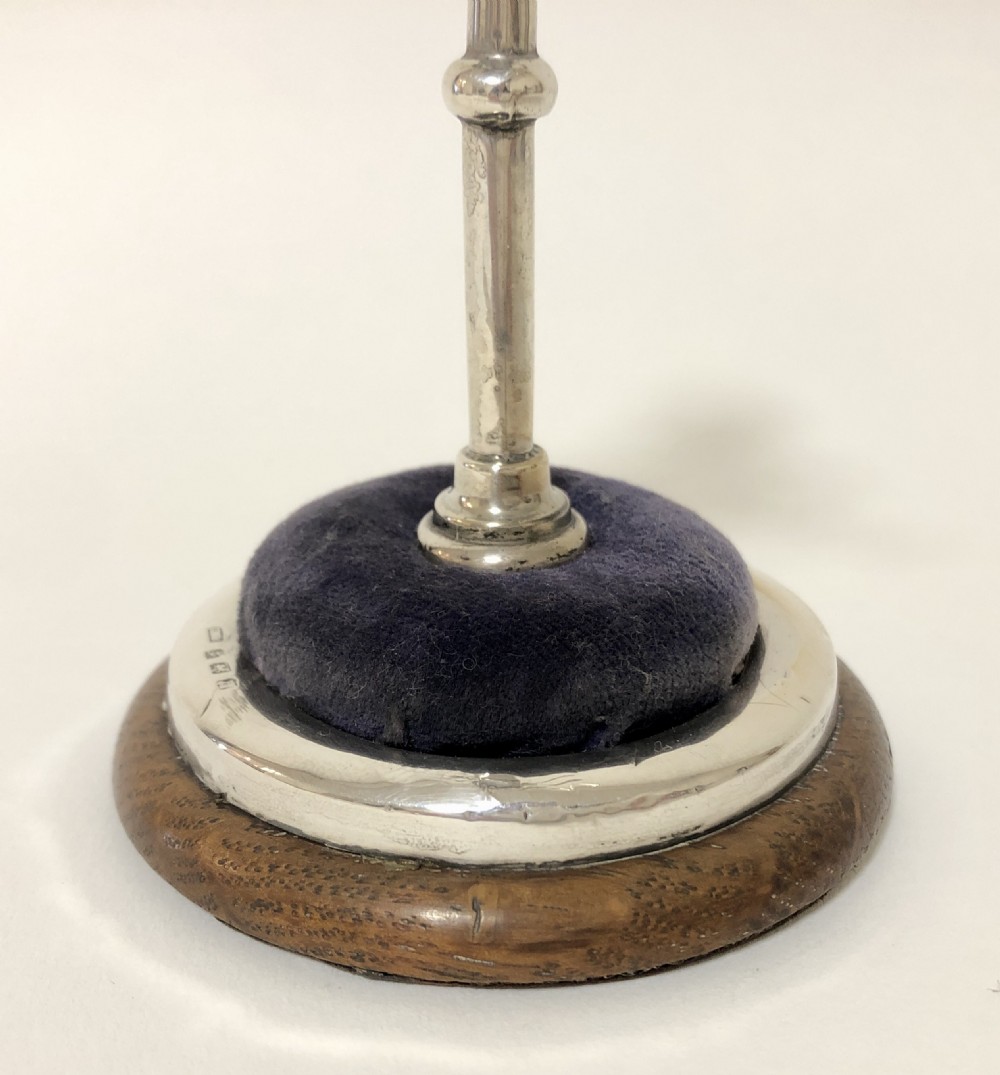 Antique Solid Silver Hat Pin Cushion Stand View VI