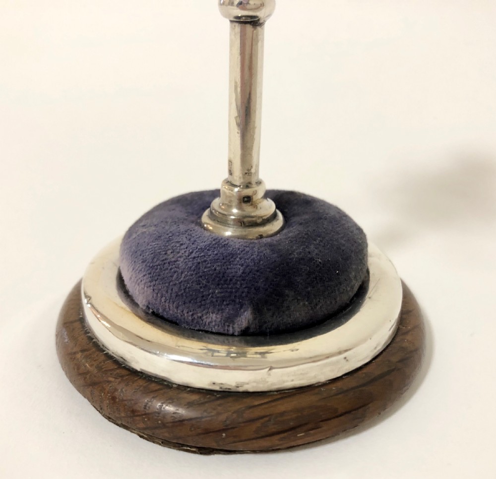 Antique Solid Silver Hat Pin Cushion Stand View VII