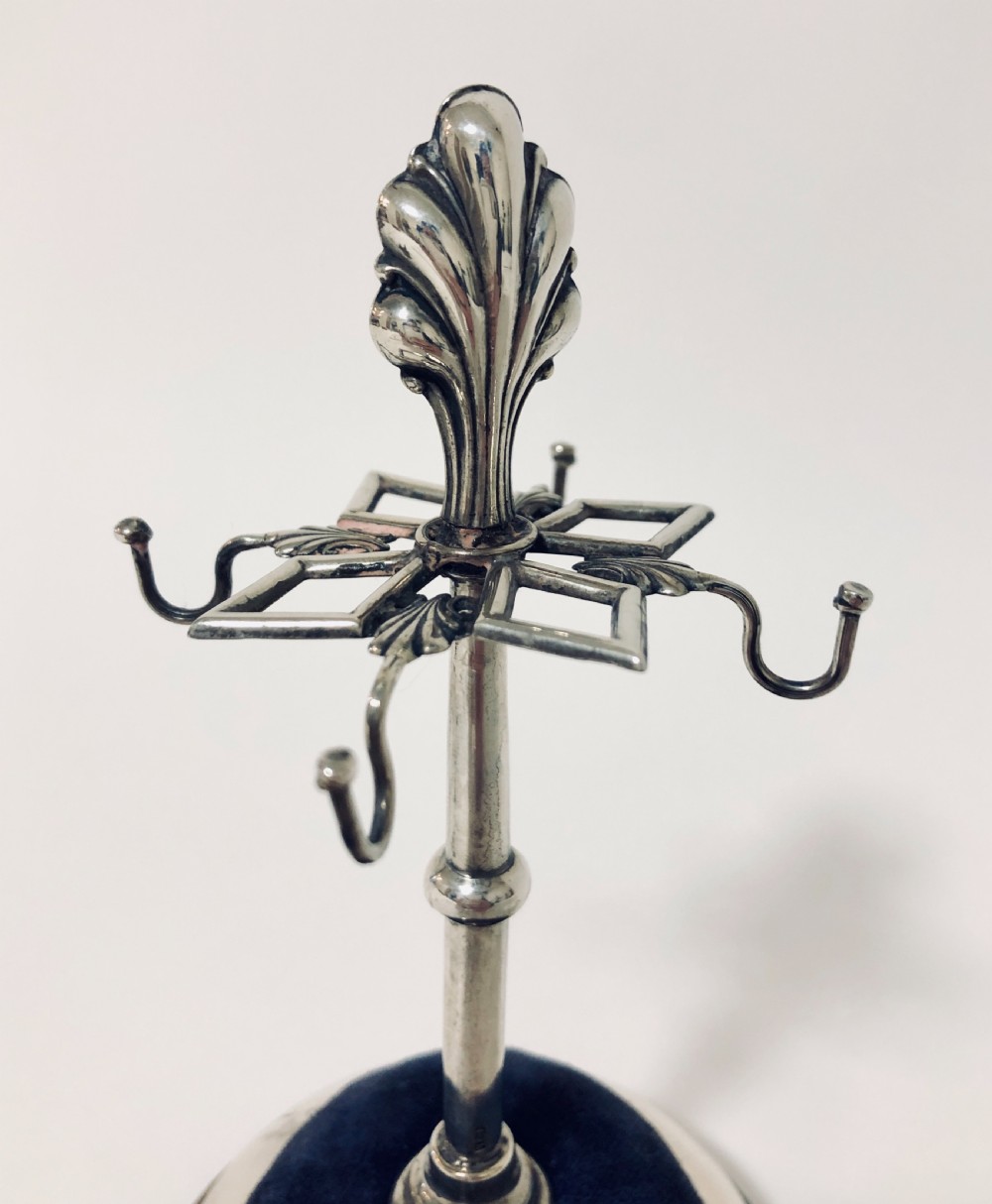 Antique Solid Silver Hat Pin Cushion Stand View IX