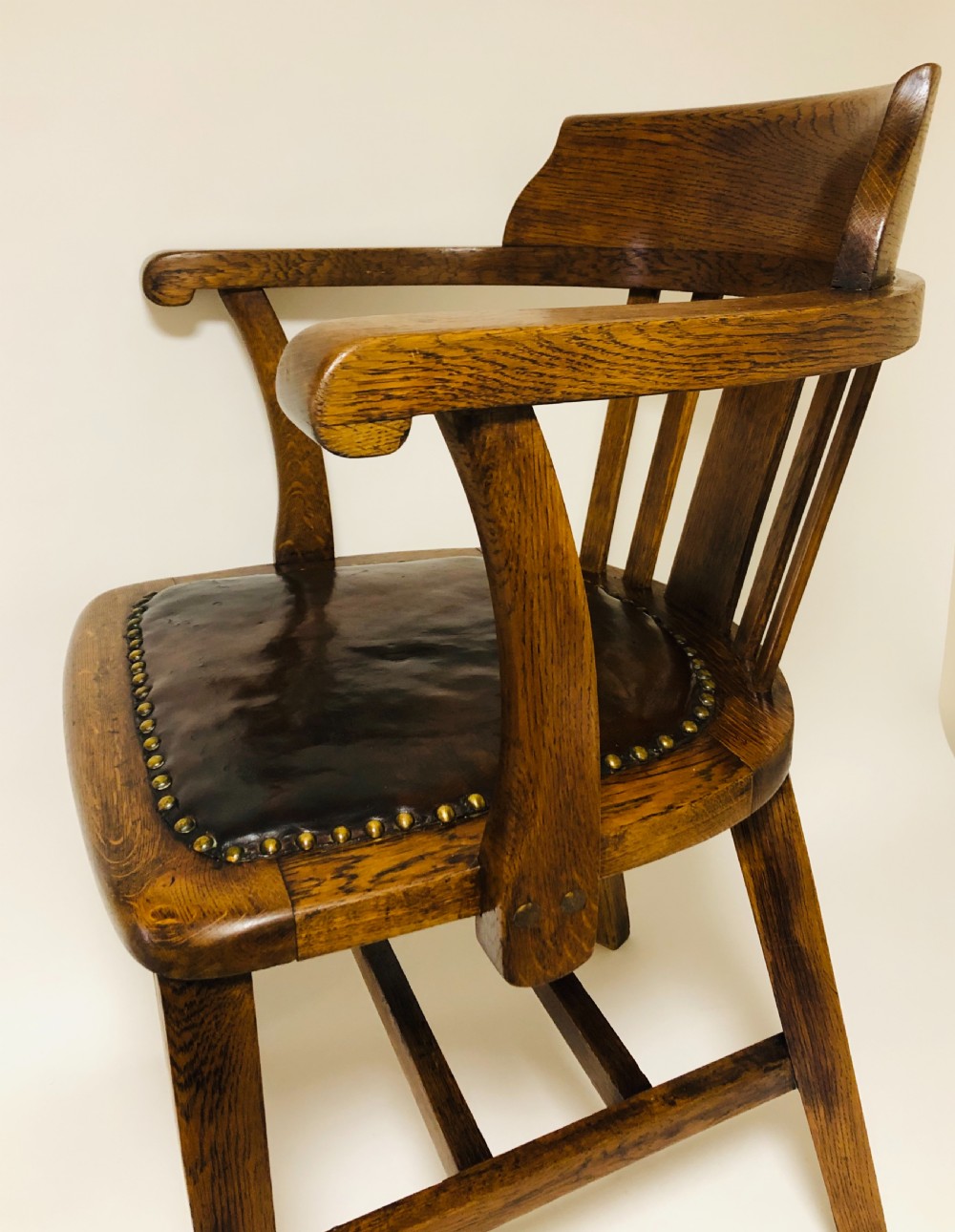 Antique Oak Captains Desk Chair View IV