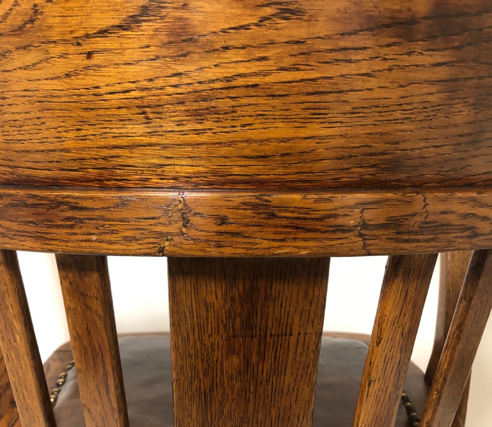 Antique Oak Captains Desk Chair View VI