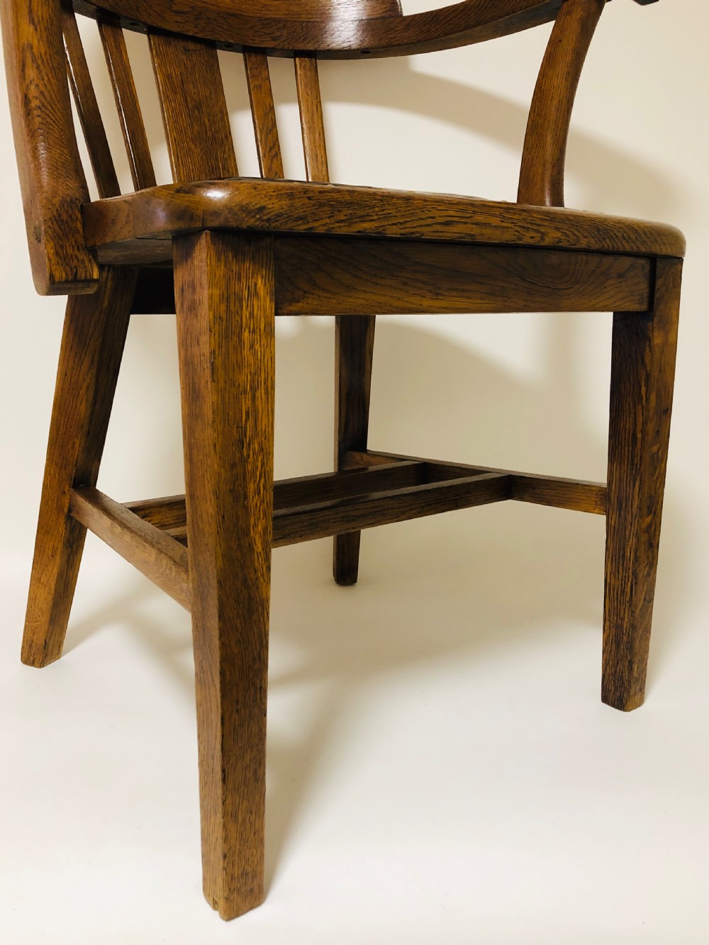 Antique Oak Captains Desk Chair View VII