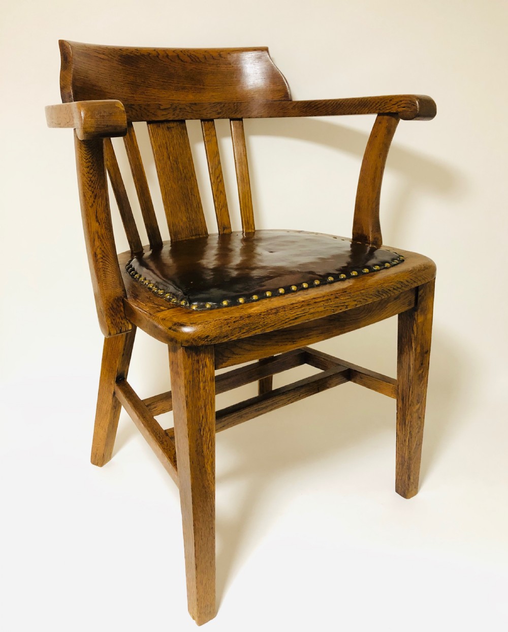 Antique Oak Captains Desk Chair View VIII