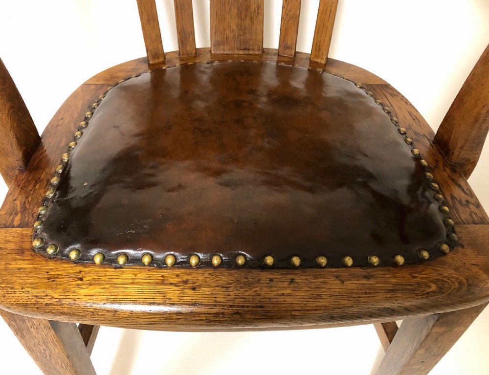 Antique Oak Captains Desk Chair View X