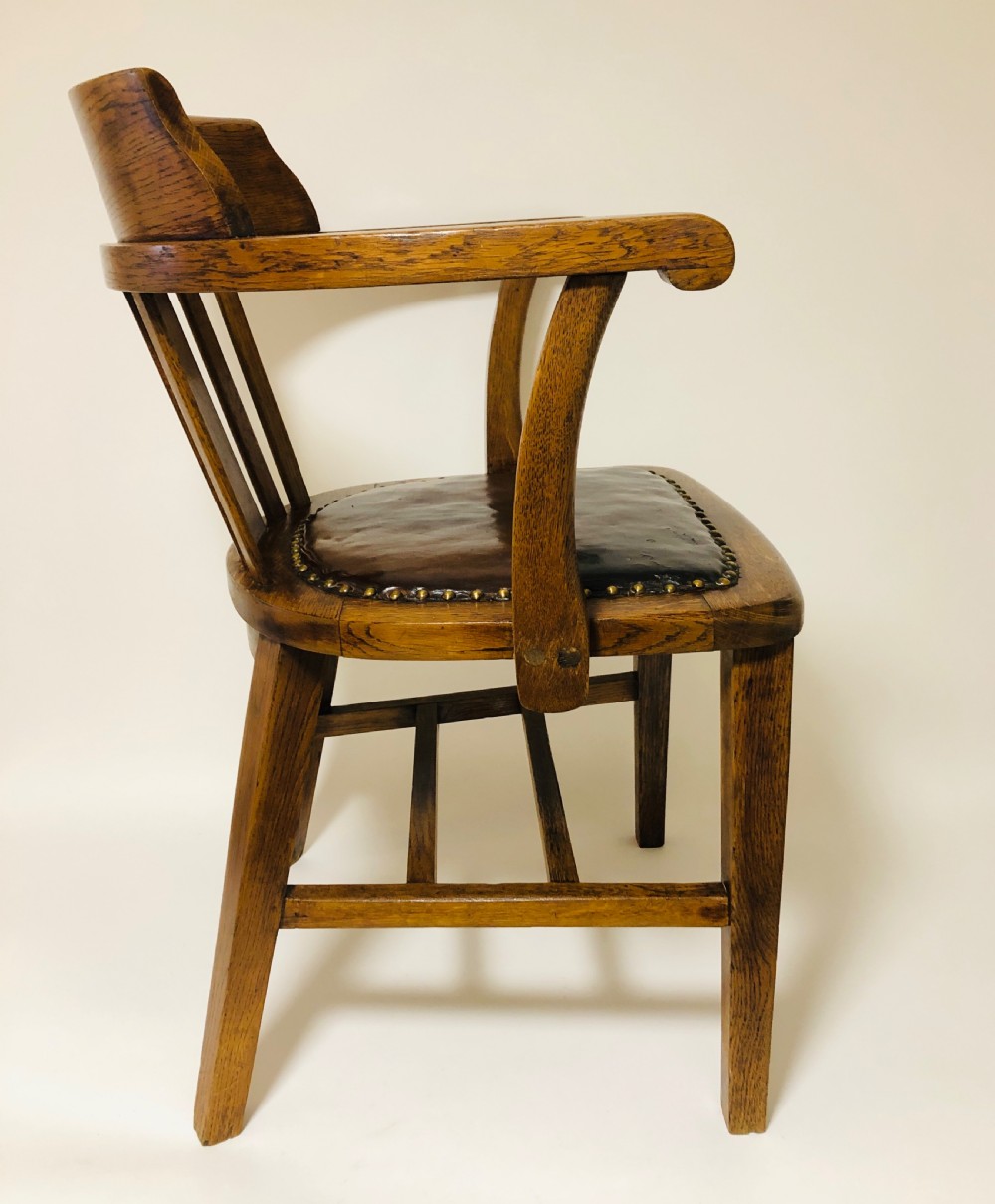 Antique Oak Captains Desk Chair View XI