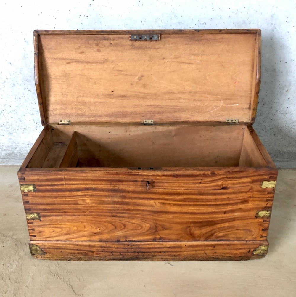 Antique Camphor Sea Chest with Rope Handles and Alarmed Lock View VII