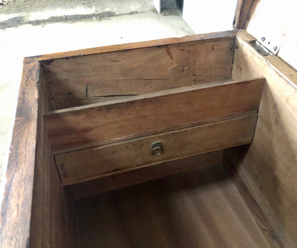 Antique Camphor Sea Chest with Rope Handles and Alarmed Lock View X