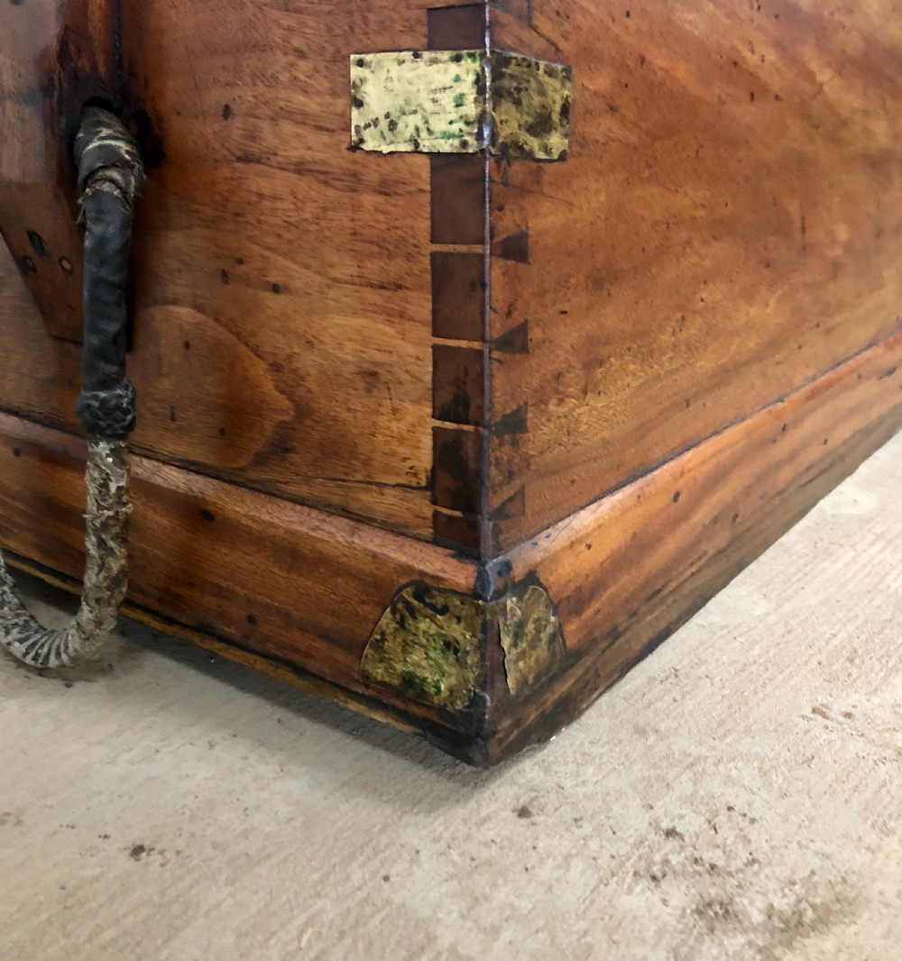 Antique Camphor Sea Chest with Rope Handles and Alarmed Lock View XIV