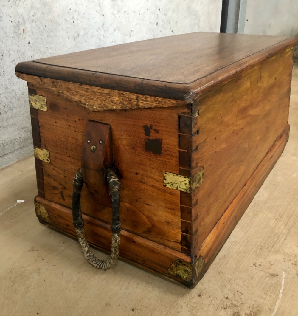 Antique Camphor Sea Chest with Rope Handles and Alarmed Lock View XVIII