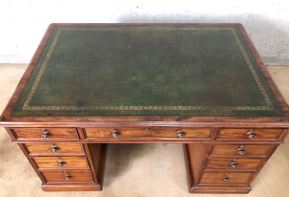 Large Victorian Mahogany Partners Desk View VI