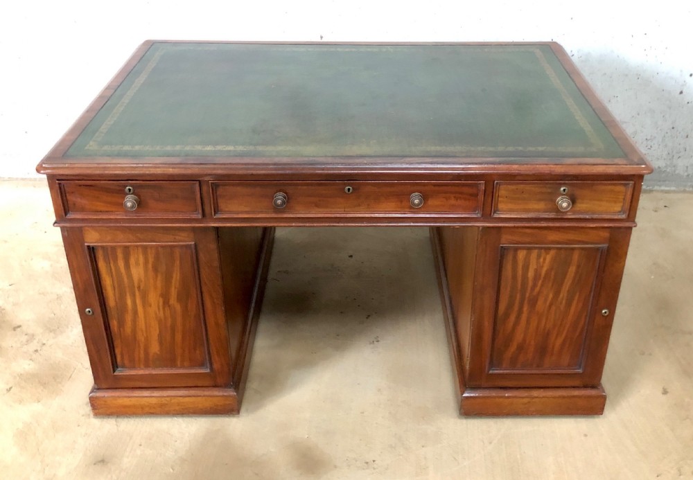 Large Victorian Mahogany Partners Desk View X
