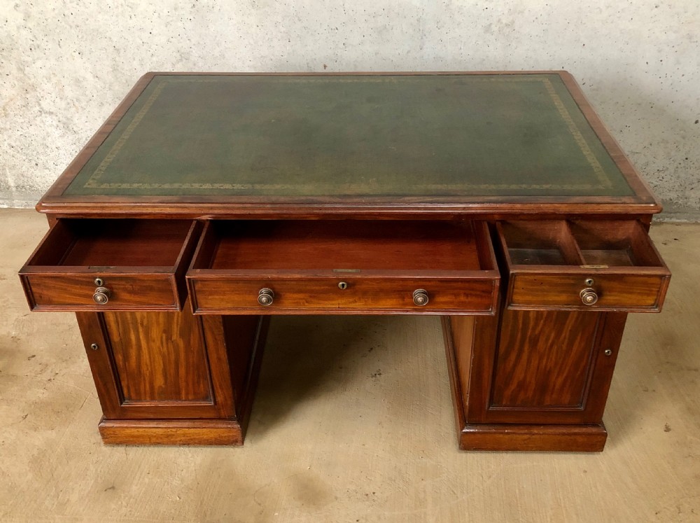 Large Victorian Mahogany Partners Desk View XV