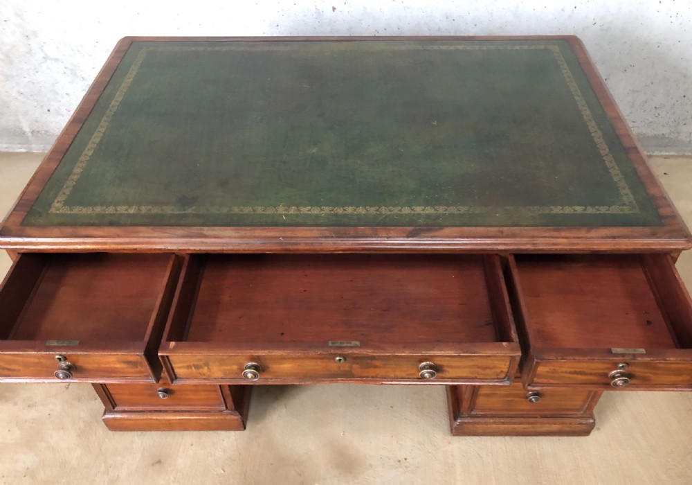 Large Victorian Mahogany Partners Desk View XXIV