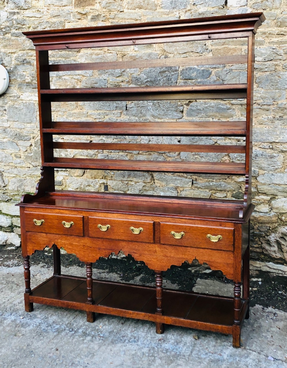 Antique Georgian Oak Potboard Dresser View II