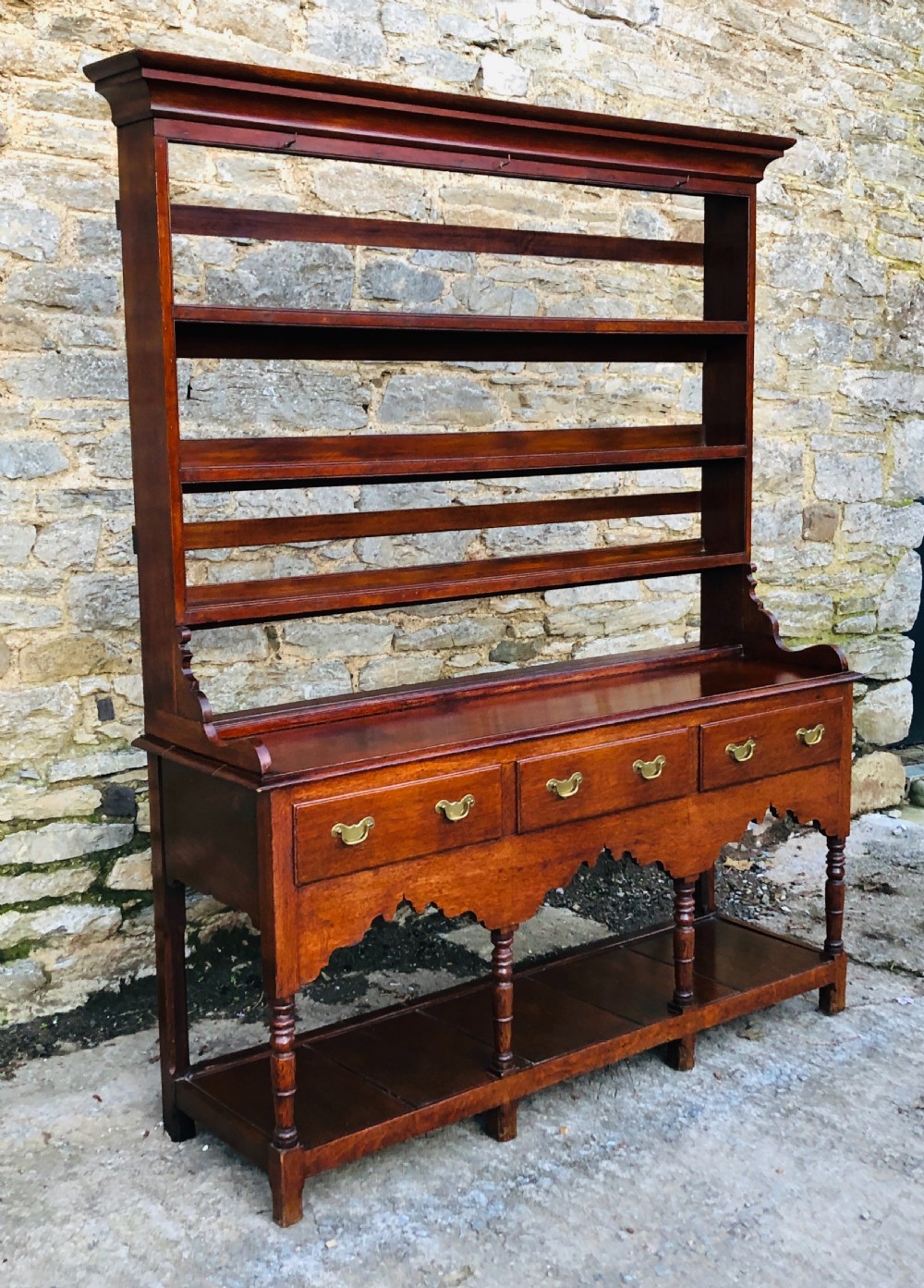 Antique Georgian Oak Potboard Dresser View III