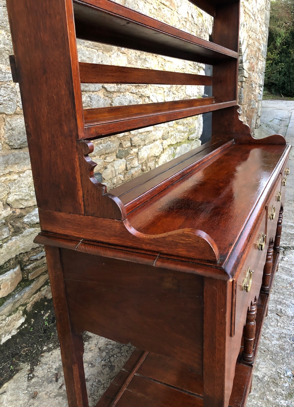 Antique Georgian Oak Potboard Dresser View X
