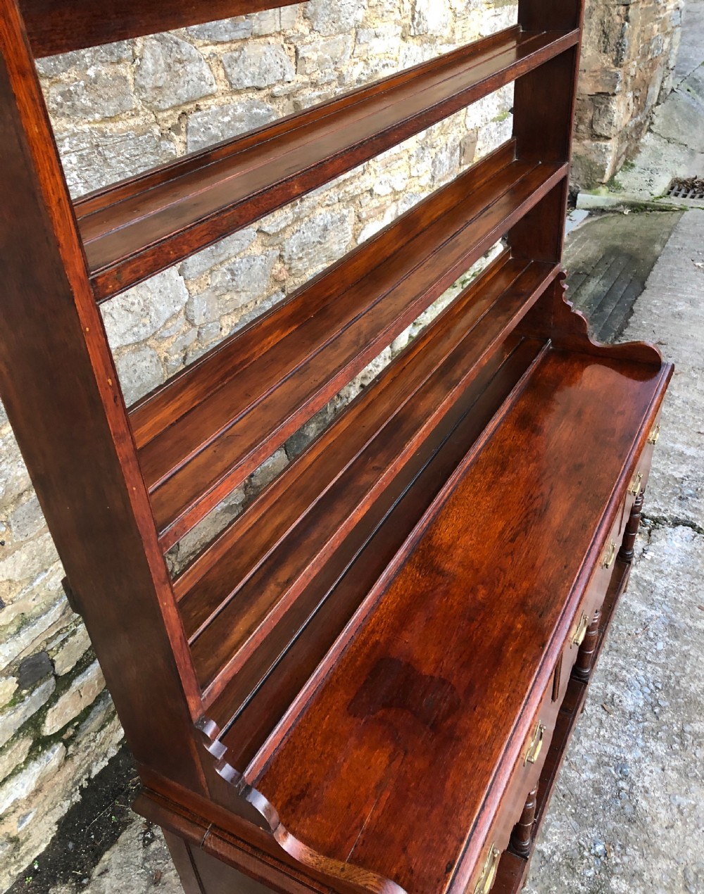 Antique Georgian Oak Potboard Dresser View XI