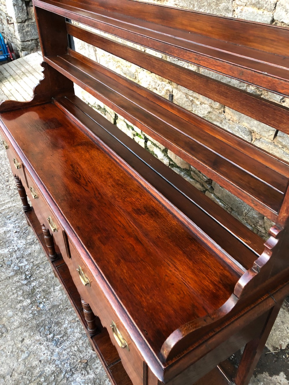Antique Georgian Oak Potboard Dresser View XVI