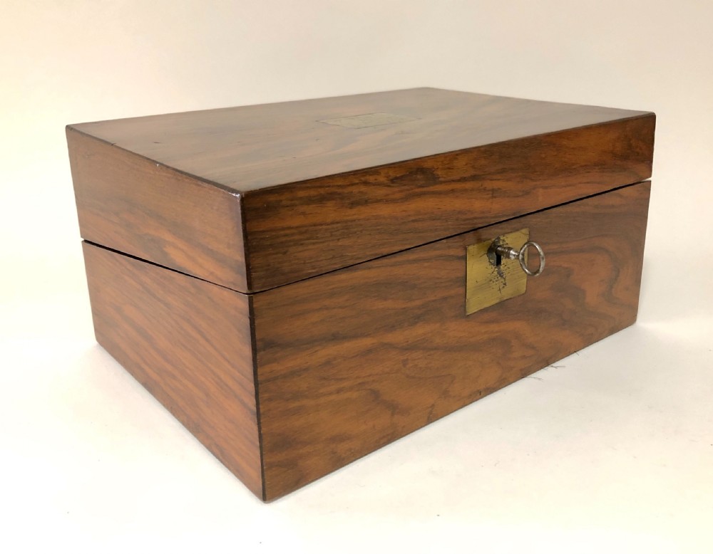 Victorian Walnut Writing Slope Box with Key View IV