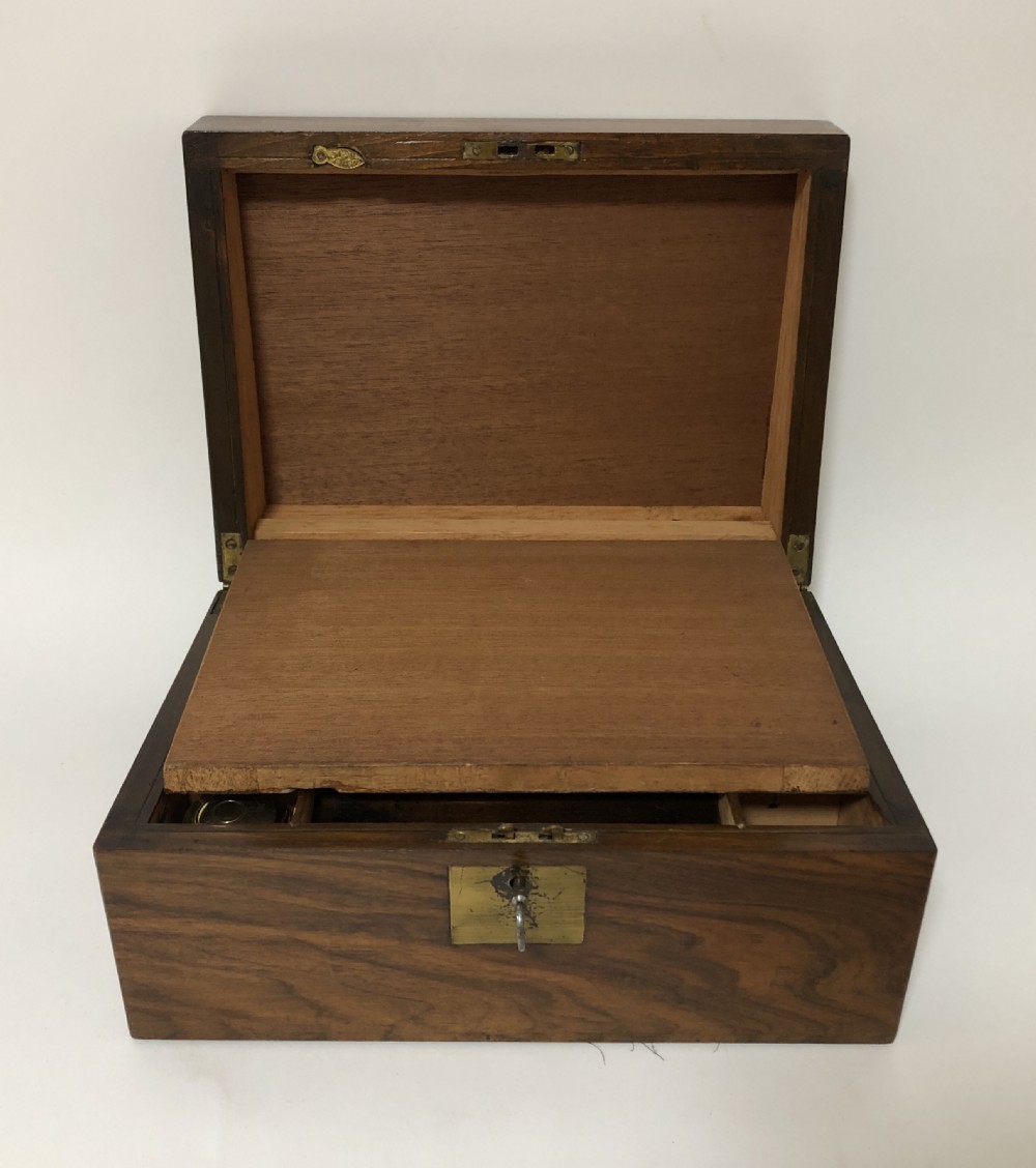 Victorian Walnut Writing Slope Box with Key View VIII