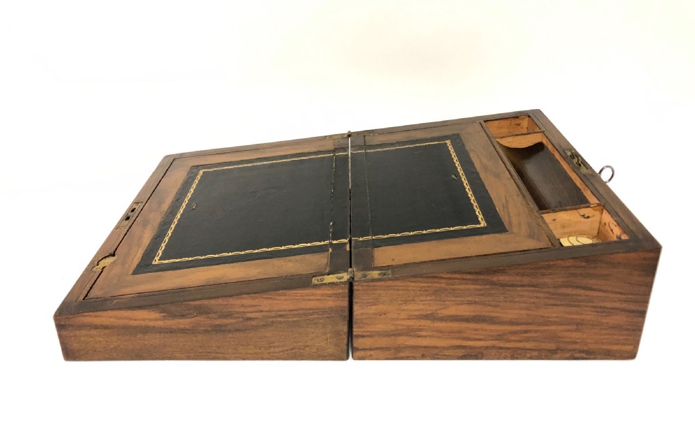 Victorian Walnut Writing Slope Box with Key View IX