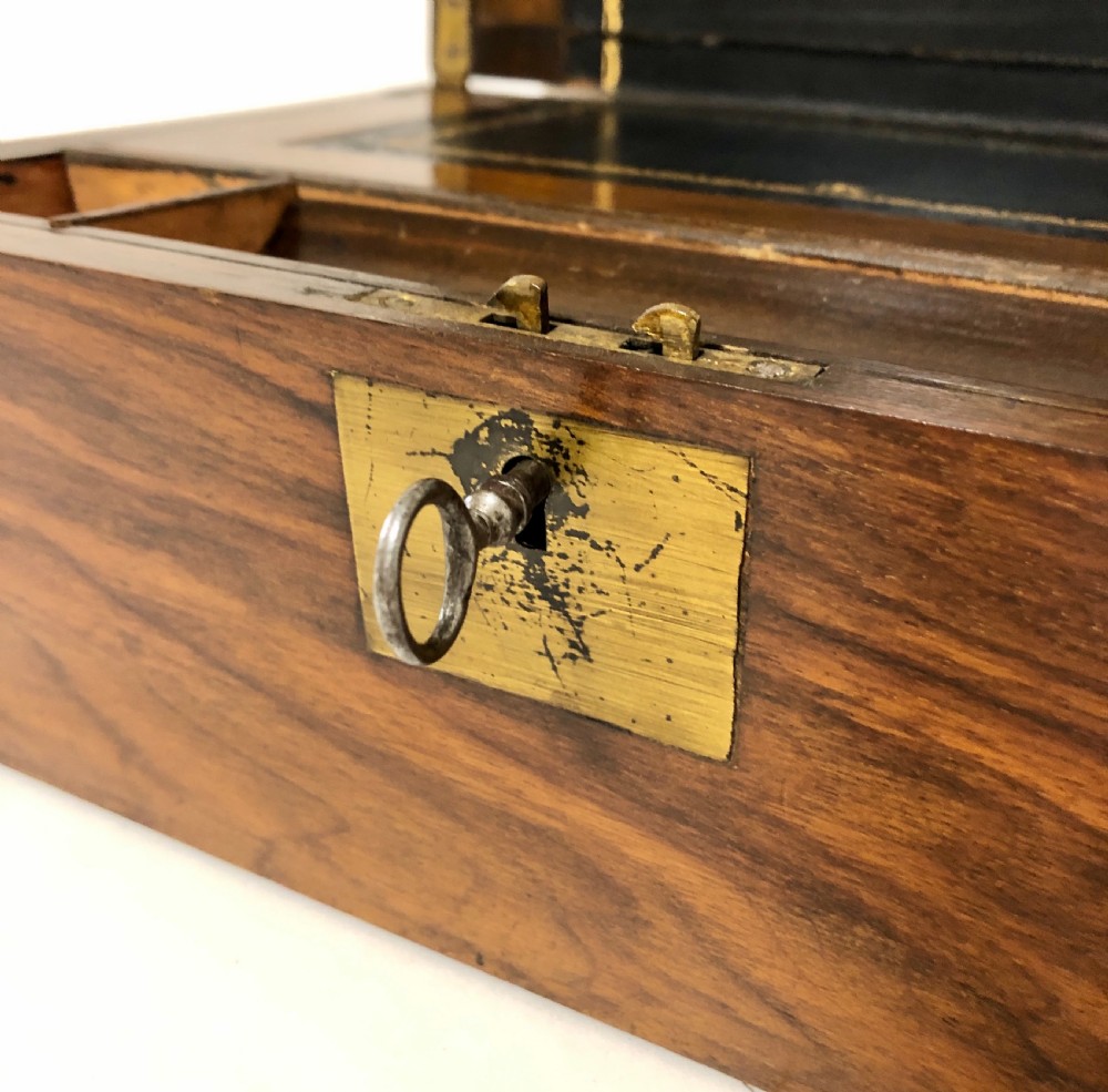 Victorian Walnut Writing Slope Box with Key View X