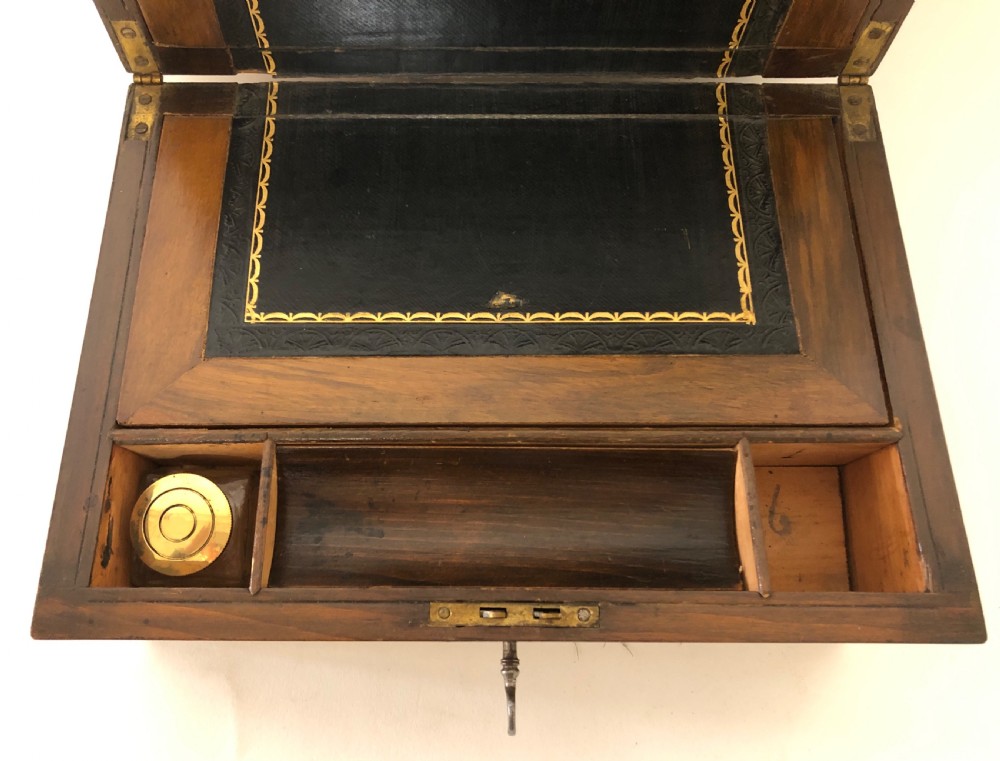 Victorian Walnut Writing Slope Box with Key View XI