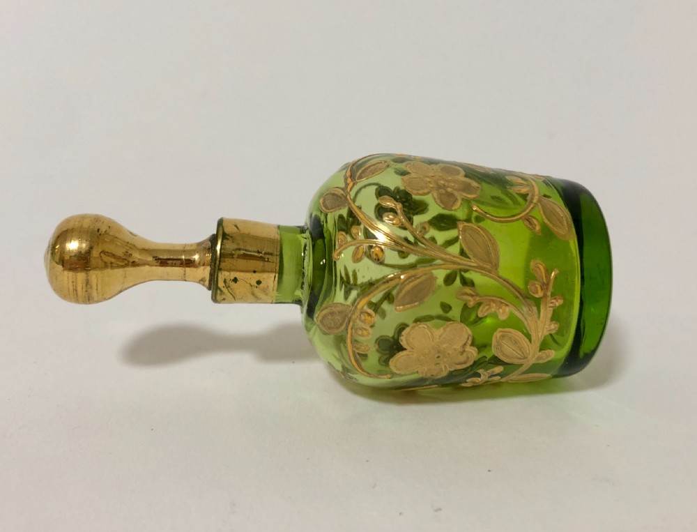 Antique Bohemian Glass Gilded Scent Bottle View VII