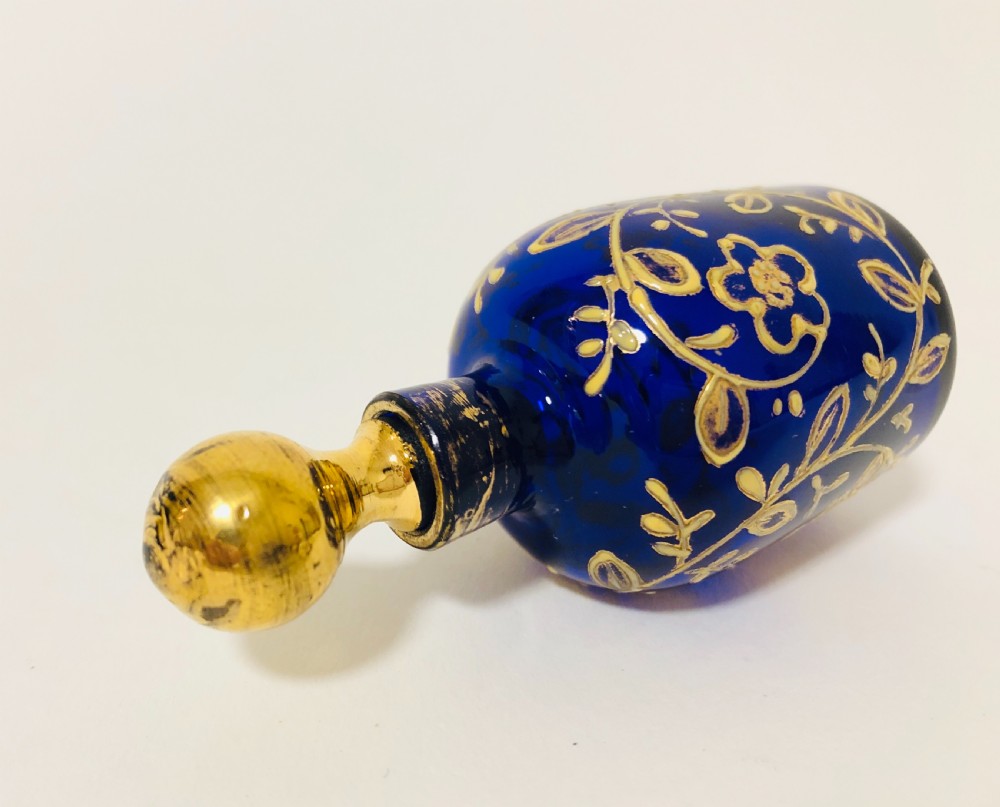 Antique Blue Bohemian Glass Scent Bottle View VII