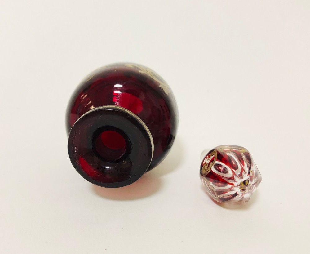 Antique Bohemian Ruby Glass Scent Bottle View V