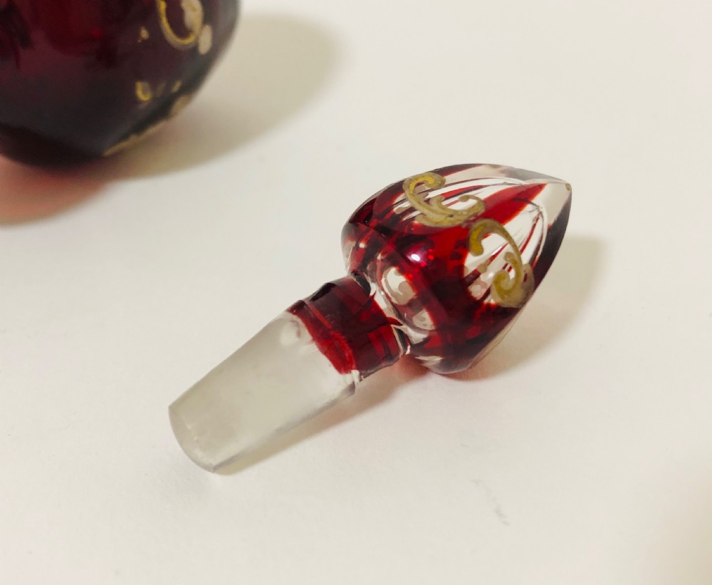Antique Bohemian Ruby Glass Scent Bottle View VIII