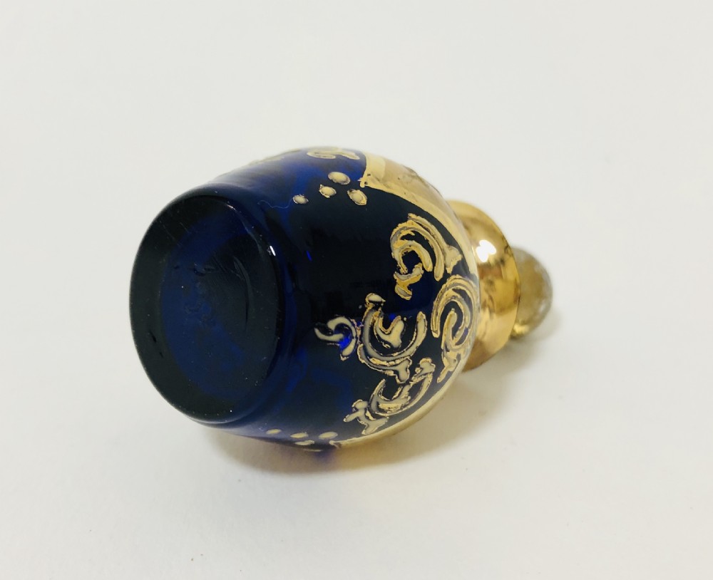 Antique Bohemian Blue Glass Scent Bottle View II