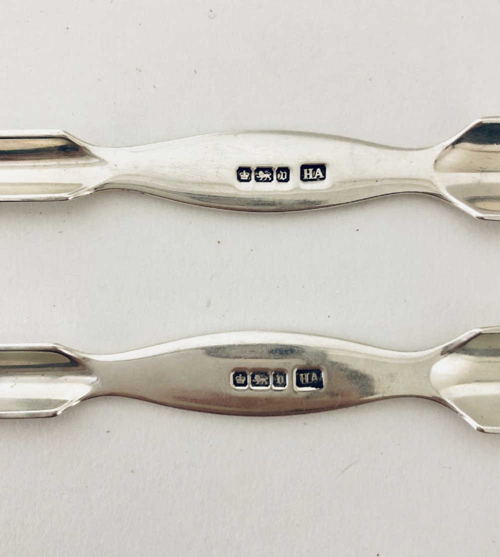 Pair of Antique Solid Sterling Silver Marrow Scoops View II