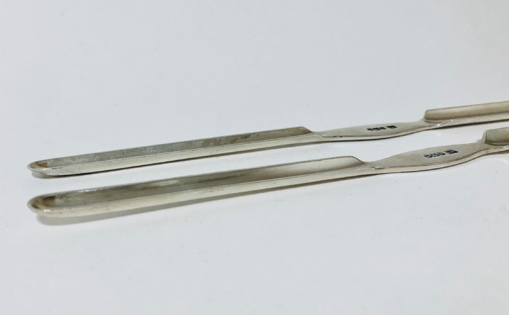 Pair of Antique Solid Sterling Silver Marrow Scoops View III
