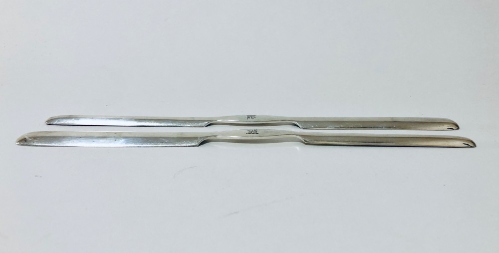 Pair of Antique Solid Sterling Silver Marrow Scoops View V