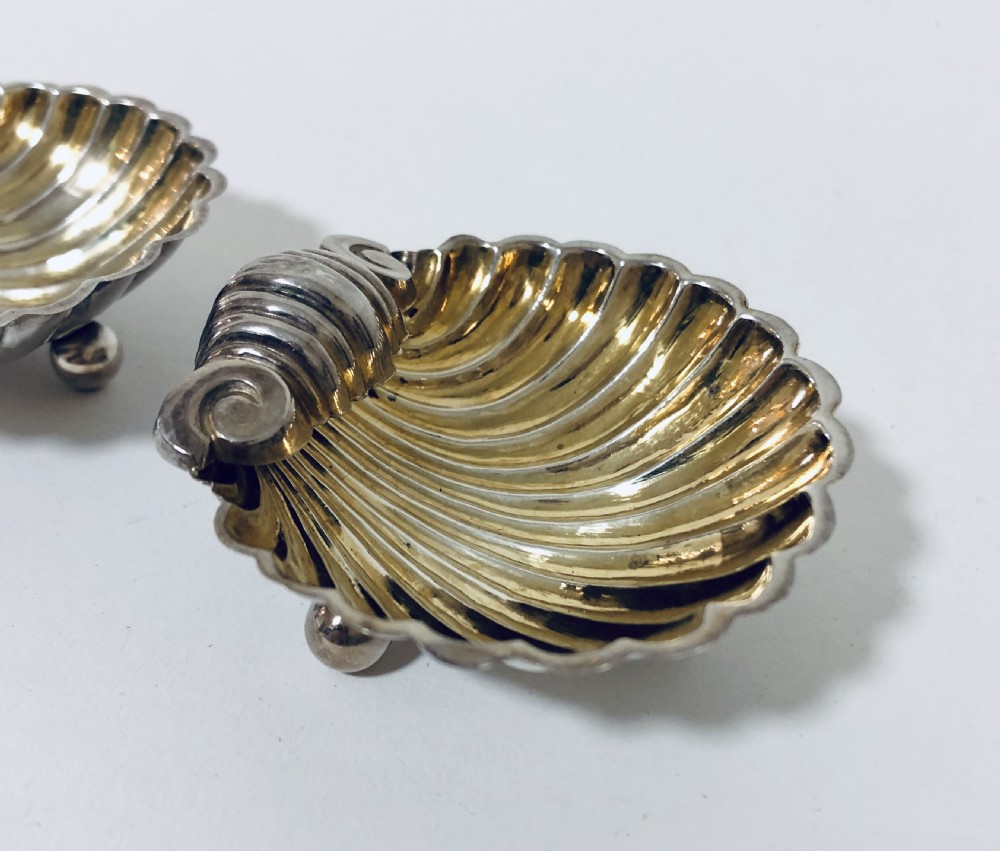 Set of 4 Victorian Solid Sterling Silver Shell Salt Dishes View VI